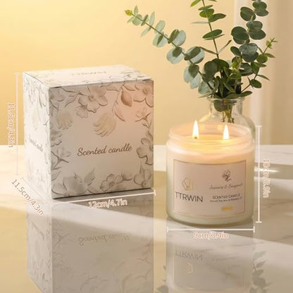 TTRWIN Scented Candle Gifts for Women, 2 Wooden Wick Natural Soy Wax Jar Candles, Home Aromatherapy Candles for Cosy Living Room and Bedroom, Gifts for Christmas Birthday Mother's Day