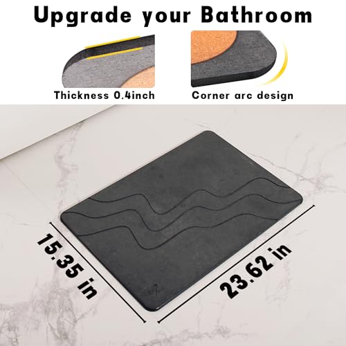 Stone Bath Mat-Diatomaceous Earth Bath Mat Fast-Drying Stone Drying Mat Super Absorbent Diatomite Mats for Bathroom, Dish Drying, Bathtub,Grey Wave,2 Pack - color: Grey Wave-24*16-2 Pack