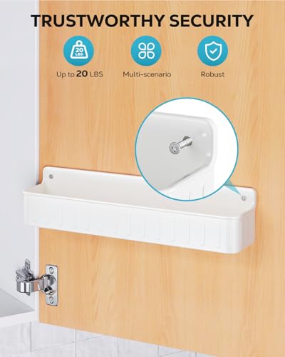 Nieifi Spice Rack Wall Mount, 4 Pack White, 2" Depth, Screw/Adhesive | Wall-Mounted with Removable Hooks Saves Counter Space, Fits 2" Deep Jars, Ideal for Kitchen Cabinets, Pantry Doors, and RVs - color: White