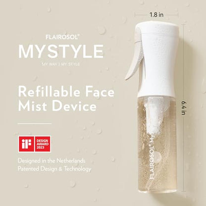 FLAIROSOL MyStyle Travel Continuous Spray Bottle, 3.04oz/90ml, White | Ultra fine continuous mist for face, hairstyling, salon, cleaning, beauty, toners, hydration & makeup - color: White, style: 1 Pack