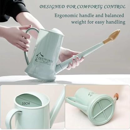 2L Thick Plastic Watering Can with Long Spout – Lightweight Garden Watering Can for Indoor & Outdoor Plants, Flowers, Balcony –Durable & Leakproof (Blue) - color: Blue
