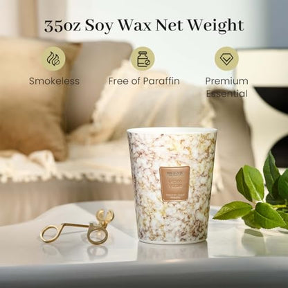 M&SENSE Extra Large Candle 35oz 150H Sugared Lemon Zest Scented Candle, 3 Wick Highly Scented Jar Candle, XL Candles Gift for Stress Relief, Meditation, Yoga - color: Sugared Lemon Zest, size: Large
