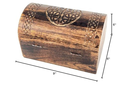 Premium Handmade Wooden Treasure Chest Decorative Trunk for Keepsakes Semicircular Curved Floral Jewellery Box Trinket Box Ladies Jewellery Storage Case Handcrafted Home Decor (Celtic Brown)