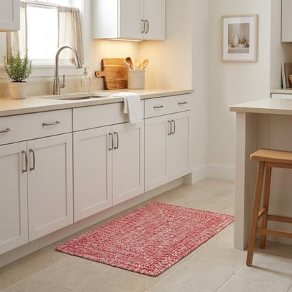 Super Area Rugs Farmhouse Braided Rug Cotton Kitchen Reversible Carpet, Red & White, 2' X 3' Rectangle - color: Red & White, size: 2' x 3' (Rectangular)