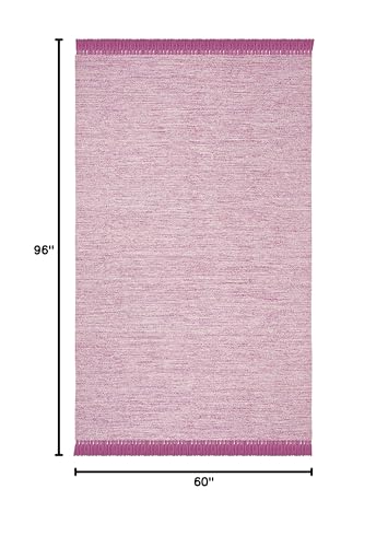 SAFAVIEH Montauk Collection Area Rug - 5' x 8', Pink, Handmade Tassel Cotton, Ideal for High Traffic Areas in Living Room, Bedroom (MTK610P) - color: Pink, size: 5' x 8' (Rectangular)