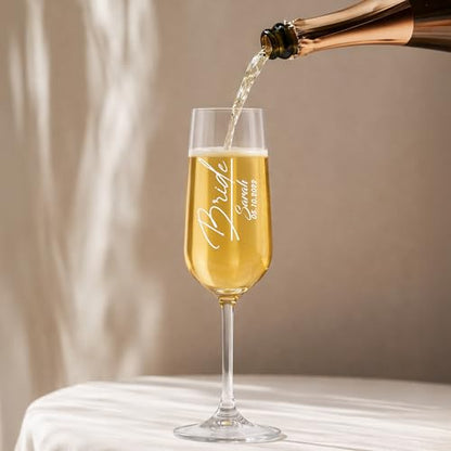 Personalized Champagne Flutes – Vertical Name Engraved Wedding Glasses, Custom Champagne Flute for Bride and Groom, Modern Wedding Toast Glasses - (Champagne Flutes-D2) - color: Champagne Flutes-D2