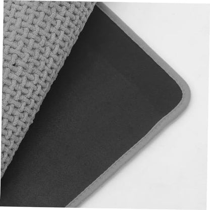 ABOOFAN Chenille Bath Rugs Slip Floor Mat Thick Bathroom Rug Absorbent Kitchen Mat - color: Grey