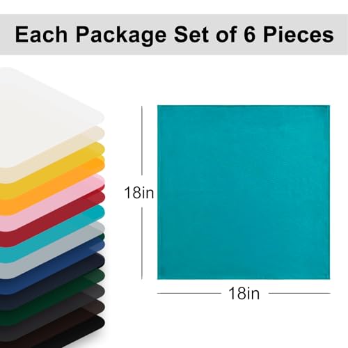 Cloth Napkins Set of 6, 18 x 18 Inch, Washable Turquoise Dinner Napkins with Hemmed Edges for Restaurant, Wedding and Holiday - color: Turquoise, size: 18" x 18" (Set of 6)