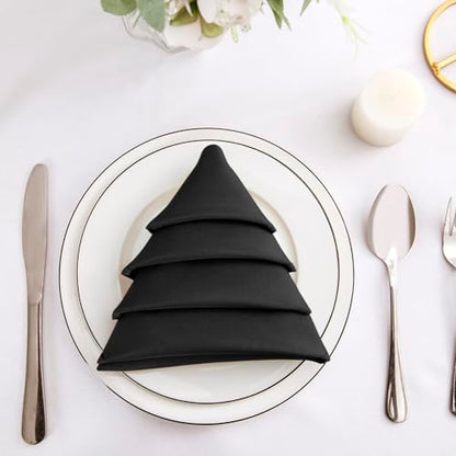 Bailarina Cloth Napkins Set of 80,17x17 inches Dinner Napkins Cloth Washable,Polyester Square Table Cloth Napkin Bulk with Hemmed Edges Ideal for Banquets, Parties and Weddings-Black - color: Black
