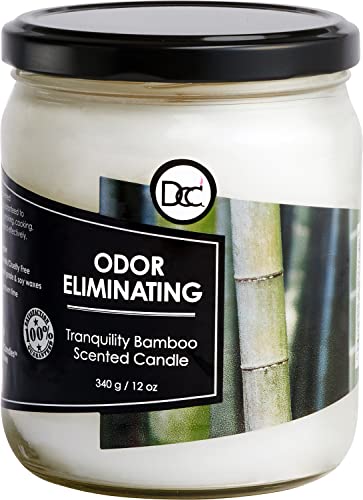 Bamboo Odor Eliminating Highly Fragranced Candle - Eliminates 95% of Pet, Smoke, Food, and Other Smells Quickly - Up to 80 Hour Burn time - 12 Ounce Premium Soy Blend - color: Bamboo