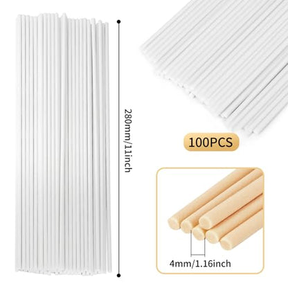 11 inch Diffuser Sticks 100 Pack, Diffuser Reeds Sticks Refill for Home and Bathroom, Diffuser Reeds Sticks for Scented Diffuser White - color: White
