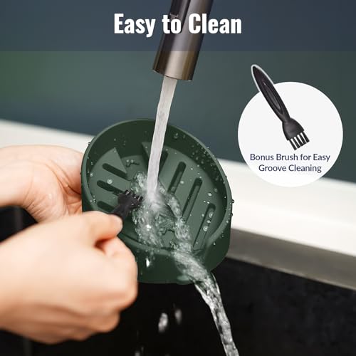 NiHome Silicone Sponge Holder for Kitchen Sink, Fits Scrub Daddy Mommy | Self-Draining Dispenser Organizer Tray, Sink Caddy Countertop Fits Soaps, Scrubber, Dishwasher Safe, Includes Brush - color: Dark Green