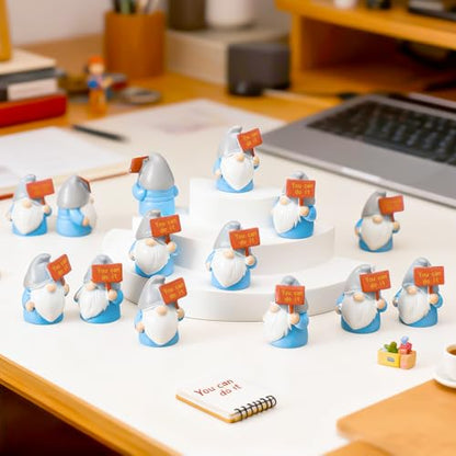 24 Pcs Mini Resin Gnomes Figurines Miniature Tiny Fairy Gnomes Figurines Inspirational Appreciation Gnome Statues with Motivational Word for Office Desk Table Employee Family Supplies(You Can Do It) - color: Classic, style: You Can Do It