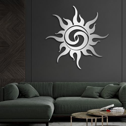 Wacky Sun Metal Wall Decor, Abstract Sun Metal Wall Art for Living Room, Bedroom, Office(Silver,19"Hx16"W/47x42cm) - color: Silver, size: 19"Hx16"W/47x42cm