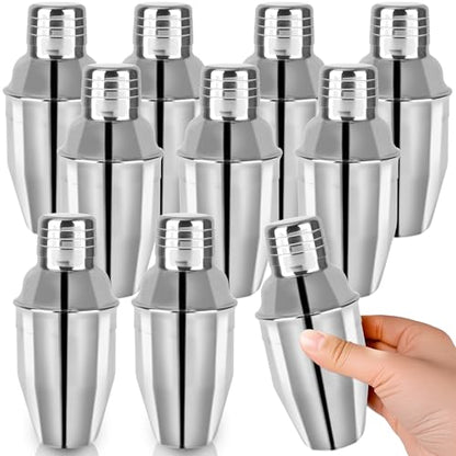 10 Pcs Bar Cocktail Shaker Professional Stainless Steel Martini Mixer Built-in Strainer for Home Bar Party Drink Mixing Tool (8 oz) - size: 8 oz