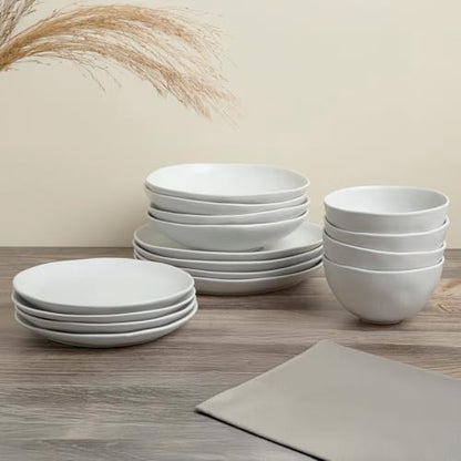 Stoneware Dinnerware Set, 16 Piece, 4 Place Settings, Made in Portugal, Millstone - color: Millstone