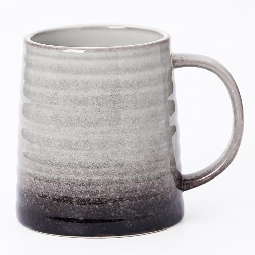 Mkour 23oz Extra Large Ceramic Coffee Mugs, Handmade Cup, Big Tea Cups with Large Handle for Office and Home, Microwave and Dishwasher Safe (Grey Black) - color: Grey Black
