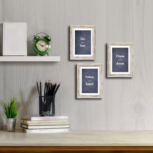 Rustic Distressed Retro Style White Photo Frame 5x7 Picture Frame Set of 3 with Real Glass for Pictures 4x6 with Mat or 5x7 Without Mat, Wall Gallery or Tabletop display - size: 5x7(set of 3)
