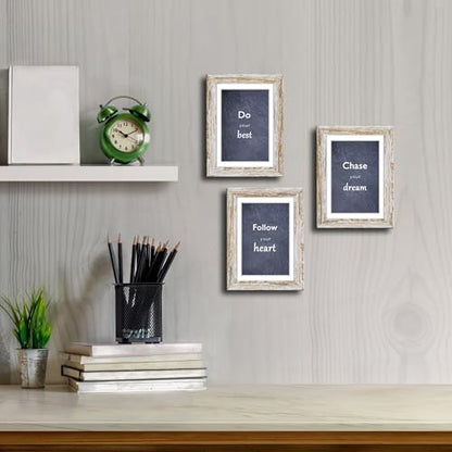 Rustic Distressed Retro Style White Photo Frame 5x7 Picture Frame Set of 3 with Real Glass for Pictures 4x6 with Mat or 5x7 Without Mat, Wall Gallery or Tabletop display - size: 5x7(set of 3)