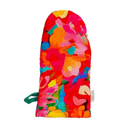 Crae Home Cute Cotton Oven Mitt, Heat-Resistant Kitchen Mitt for Baking Use | Silicone Grip Lined, Hanging Loop, Pot Holder Style Oven Glove, Baking & Cooking, 10.5 x 5.5 Inch, Etching Pattern Mitts Pair - color: Etching