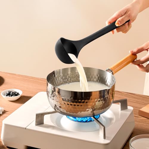 Silicone Kitchen Cooking Utensils Set: MOACC Heat Resistant 13inch Long Kitchen Gadgets, BPA Free Non Stick Rubber Cook Accessories For Food Prep, Frying, Serving, Basting (Black) - color: Black