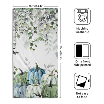 Imiss Autumn Leaves Hand Towels 14.4 x 28.3 Inch Set of 2 Blue Pumpkin Fall Thanksgiving Bathroom Towel Soft Absorbent Tea Towel Drying Baking Towels for Kitchen Hotel Spa Gym - color: Blue Pumpkin