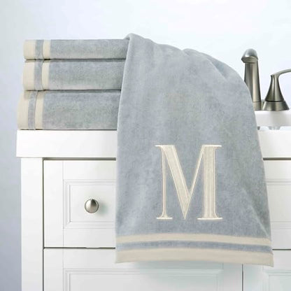 Avanti Linens - Towel Set, Soft & Absorbent Cotton, Embroidered Bathroom Decor, Set of 5 (Monogram Collection, Initial M) - style: M