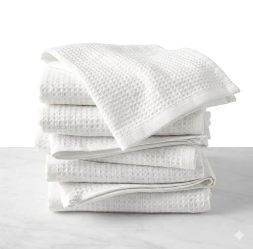 Towland Waffle Weave Fingertip Towel Sets, Size 11"x18", 100% Natural Cotton, Quick Dry Soft Luxurious Highly Absorbent, Small Face Towel No Lint Fade Resistant (White, 4) - color: White