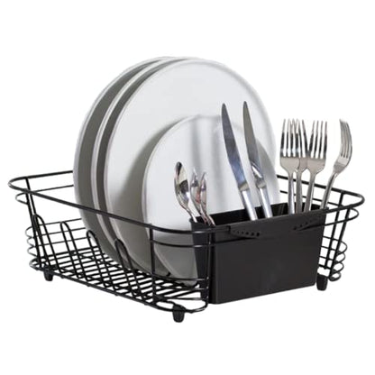 Better Houseware in-Sink Dish Drying Rack, Coated Steel, Black, 14.5 x 13 x 5 Inch, 2-Piece Set with Removable Utensil Caddy and Non-Slip Handles - color: Black, size: Standard