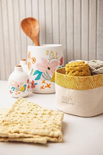Karma Waffle Weave Dishcloth Set/Holder Home - color: Grey Home