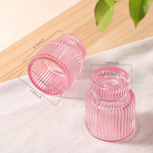 6 Pcs Pink Candlestick Holders - Glass Taper Candle Holders Tealight Votive Candle Holders for Table Centerpieces, Wedding, Dinner Party, Home, Gifts - color: Pink, size: 6Pcs