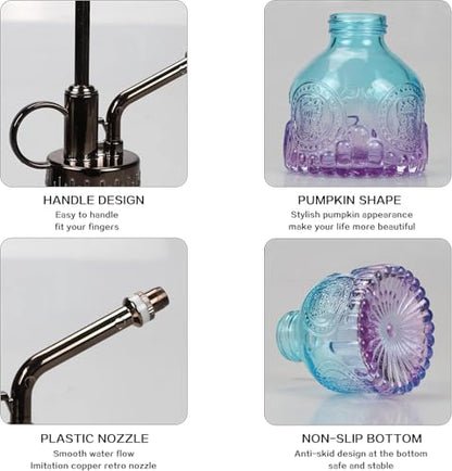 Glass Plant Mister Spray Bottle 200ML Watering Bottle with Top Pump Watering Can for Indoor Outdoor House Plants,Flowers (Blue-Purple)