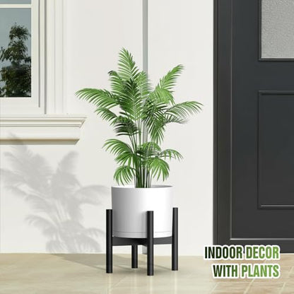 10/9/8 Inch Plant Pots 3 Pack, with Drainage Hole & Saucers | Cylindrical plastic planters with drainage holes & saucers. Modern matte finish, lightweight & durable for indoor/outdoor use - color: Matte White