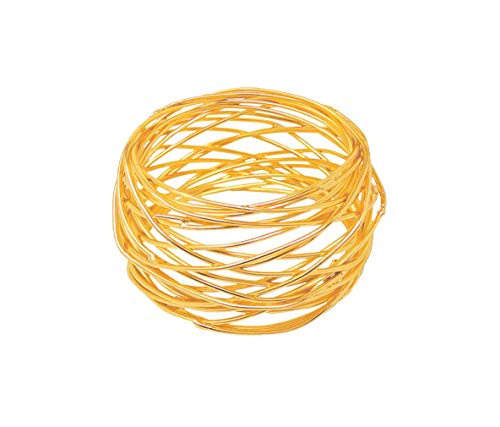 ITOS365 Handmade Round Mesh Gold Napkin Rings Holder for Dinning Table Parties Everyday, Set of 12 - color: Gold