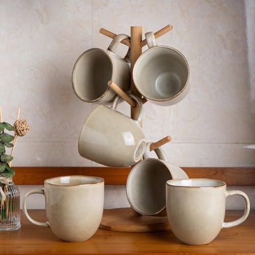 AmorArc 12oz Coffee Mugs, Ceramic Coffee Mugs set of 6 for Man, Woman, Dad, Mom, Modern Coffee Mugs with handle for Latte/Cappuccino/Milk/Cocoa. Dishwasher&Microwave Safe, Cappuccino - color: Cappuccino, size: Set of 6
