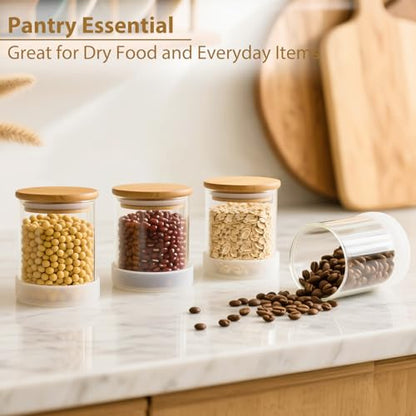17oz Round Glass Storage Containers with Bamboo Lids – 12 Pack Small Airtight Clear Spice Jars for Pantry Organization, Kitchen Dry Food, Flour, Spice, Coffee Beans, Staples & Snacks - color: Round/17oz/12pcs