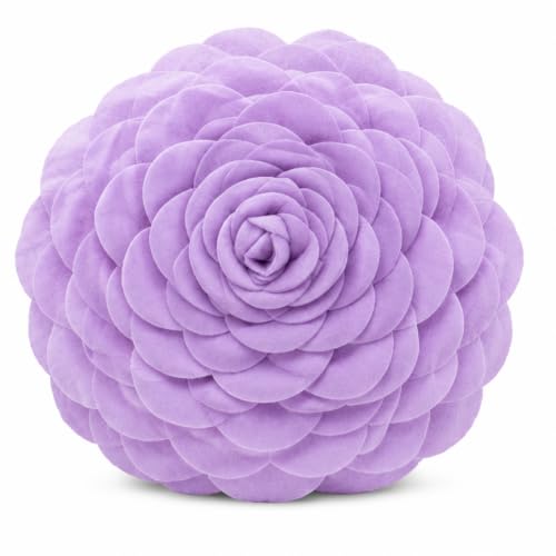 Fennco Styles Eva's Flower Garden Decorative Filled Throw Pillow 13" Round - Lilac Floral Accent Pillow for Home, Couch, Bed, Living Room, Holiday and Office Décor - color: Lilac