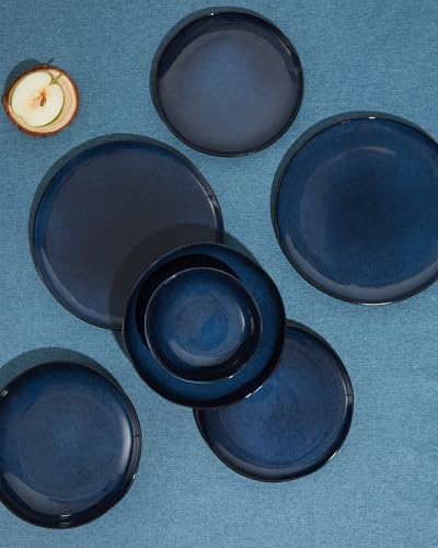 Ceramic Dinnerware Sets for 4, 12pcs Plates and Bowls Sets Dish Set | Stoneware Dishware sets, Microwave & Dishwasher Safe, Cereal Bowls and Dinner Plates Set, Stackable Dishes Set, Starry Blue - color: Starry Blue, size: Set (12pcs)