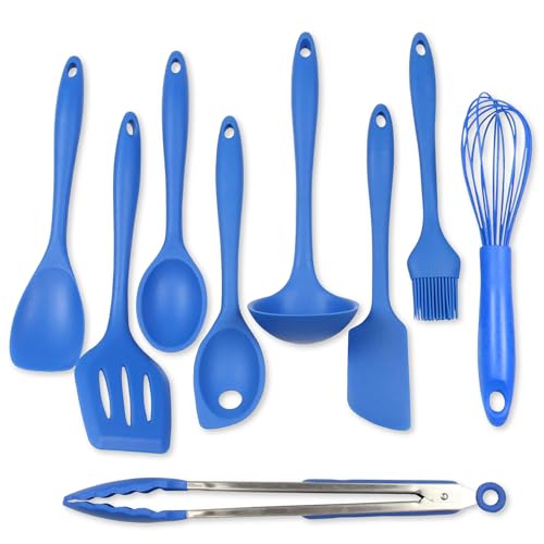 Chef Craft 9 Piece Silicone Kitchen Tool and Utensil Set, Blue - color: Blue, size: 9 Piece Set