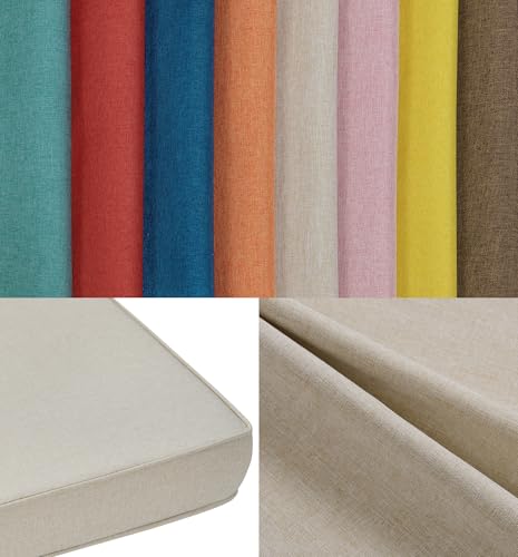 Custom Bay Window Seat Cushion Cotton Linen High Density Customized Bench Seating Foam Cushions for Indoor Furniture, Mudroom Entryway, Kitchen Dining Room Reading Breakfast Nook, Non Slip Bottom