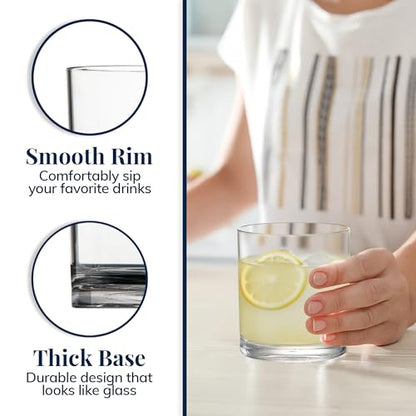 US Acrylic Classic Clear Plastic Reusable Drinking Glasses (Set of 6) 12oz Rocks Cups | BPA-Free Tumblers, Made in USA | Top-Rack Dishwasher Safe - color: Clear, size: Rocks Tumblers