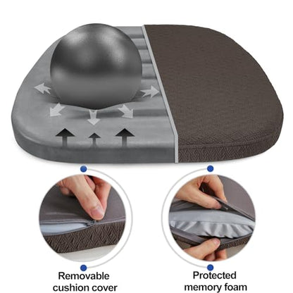 BUYUE Luxury 100% Pure Memory Foam Chair Cushion 1 Pack, Jacquard 16" U-Shape Comfortable Dining Chair Pad, Removable Slip Resistant Kitchen Chair Seat Cushion, (1 Piece, Brown) - color: Brown