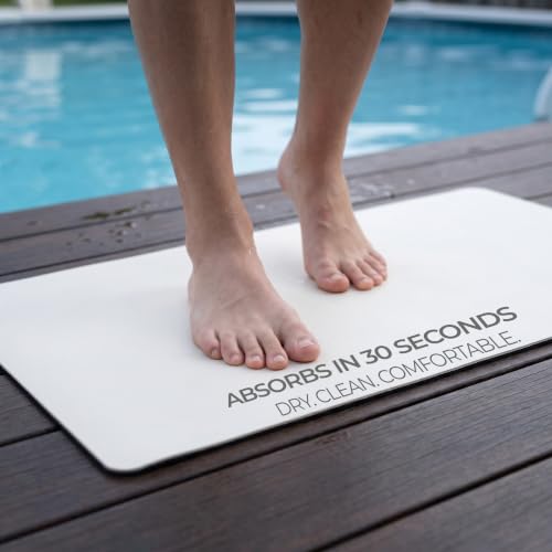 Homergy Bath Mat for Bathroom Non Slip, Quick Dry, 18x28 in, White | Ultra absorbent, machine washable, mildew resistant shower mat with rubber backing for tub, poolside and outdoor showers - color: White, size: 18" x 28"