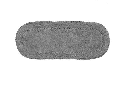 Home Weavers Double Ruffle Collection 100% Cotton Bathroom Rugs Set, Washable Rug, Thick Extra Soft and Absorbent Bath Rug, Kitchen Mat, Bath Mat Set, Bath Floor Mat Non Slip, 21"x54" Runner, Gray - color: Grey, size: 1'9" x 4'6" (Oval)