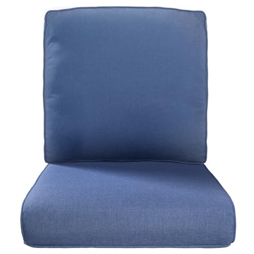 Pop 22x25/22x24 Outdoor Replacement Cushions - 1 Set High Back Deep Seat Patio Furniture Pillows for Rattan Dining Swivel Rocking Chairs Loveseat Couch Sectional Sofa - Navy Blue/Classic - color: Navy Blue/Classic, size: 22x25x4"(Deep Seat)