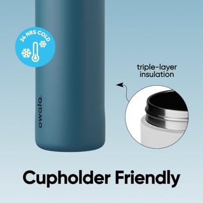 Owala FreeSip Stainless Steel Water Bottle 24 oz Denim - color: Denim, size: 24 Ounces