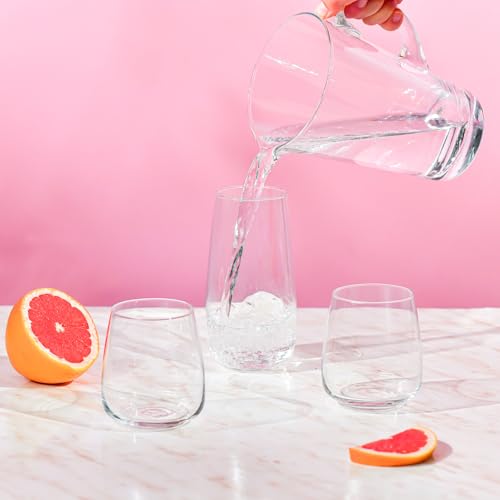 KROSNO Water Glasses Set of 6, 15.9 oz, Modern Collection | Drinking Glasses, Lead-Free Crystal Glassware, Juice Glasses, Water Glass Set, Dishwasher Safe, Made in Europe - size: 14.2 fl oz (Set of 6)