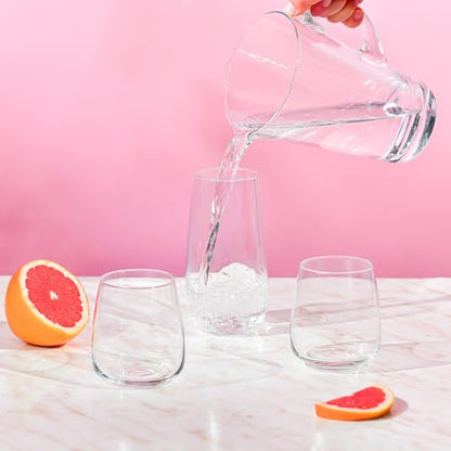 KROSNO Water Glasses Set of 6, 15.9 oz, Modern Collection | Drinking Glasses, Lead-Free Crystal Glassware, Juice Glasses, Water Glass Set, Dishwasher Safe, Made in Europe - size: 14.2 fl oz (Set of 6)