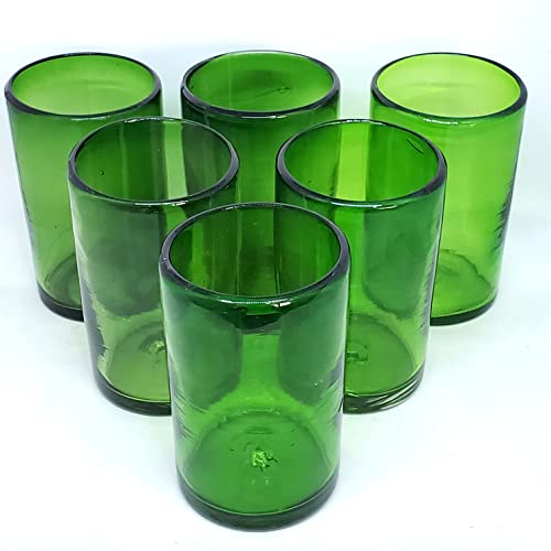 Solid Emerald Green 14 oz Drinking Glasses (set of 6), Recycled Glass, Lead-free, Toxin-Free (14oz Drinking) - color: Green, size: 14 oz