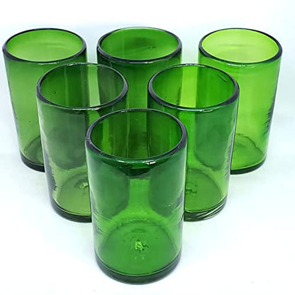 Solid Emerald Green 14 oz Drinking Glasses (set of 6), Recycled Glass, Lead-free, Toxin-Free (14oz Drinking) - color: Green, size: 14 oz